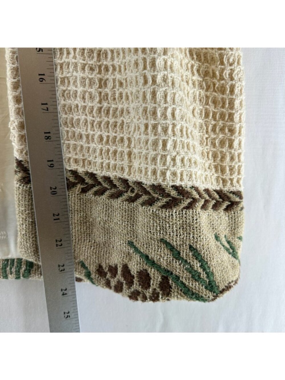 Vintage Jans Jems Tapestry Fringe Shawl Vest Size M/L Woven Lined Pinecone Cream - Picture 5 of 11
